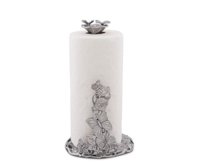 Arthur Court Aluminum Butterfly Garden Decorative Paper Towel Holder Metal Countertop 13 Inch Standing Tall - Freestanding Weighted Base Paper Towel Holders