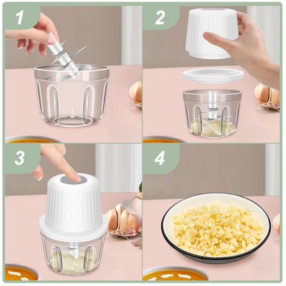 400ML Electric Garlic Chopper, 6 Blades Garlic Grinder Mini Vegetable Chopper, USB Portable Veggie Chopper, Onion Mincer, Food Processor for Ginger, Chili, Fruit, Meat