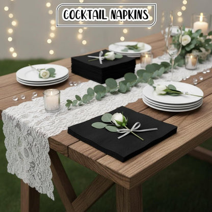 Henoyso Black 2000 Pack Cocktail Napkins Bulk 2 Ply Disposable Dinner Beverage Paper Napkins for Wedding Bar Party Birthday Cocktail Holiday Elegant Restaurant Event(Elegant)