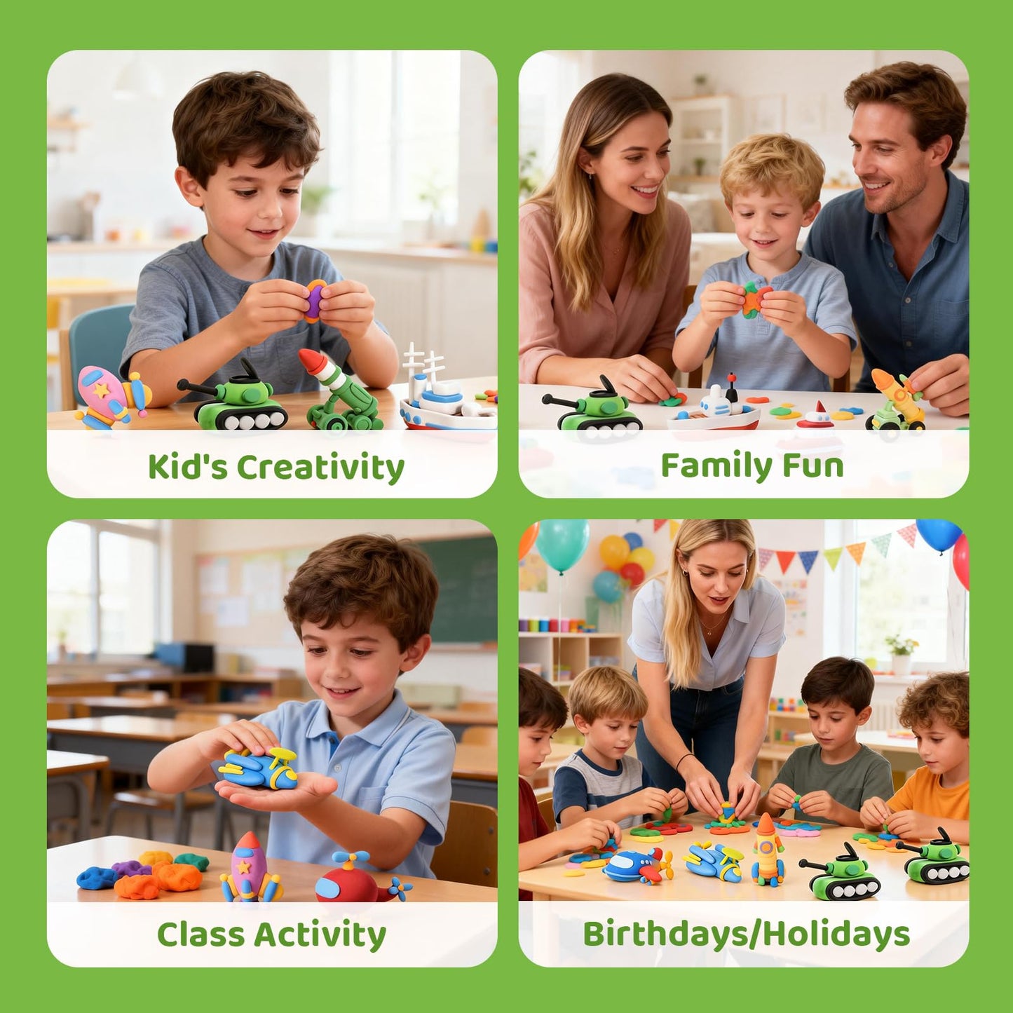 Both Idea Air Dry Clay Kit for Kids, 12-Piece Modeling Clay Sculpting Set, Ultra Light & Soft Non-Sticky, DIY Art Crafts for School Projects & Party Favors, Safe Gift for Boys & Girls