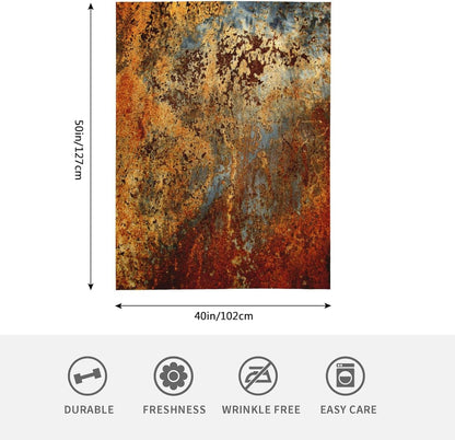 HGOD DESIGNS Brown Rust Colorful Metal Rusty Steel Blanket, Soft Comfortable Throw Blanket for Sofa, Chair, Bed, Office