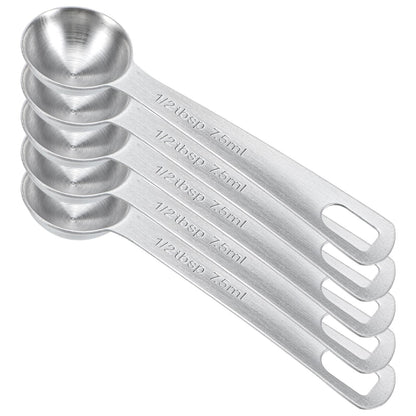 5 PCS Measuring Spoons Tablespoon Measuring Spoon 1/2 tbsp (1.5 tsp | 7.5 ml | 7.5 cc| 1/4 oz) Stainless Steel Measurings Spoons for Kitchen Cooking Spoon(Silver)
