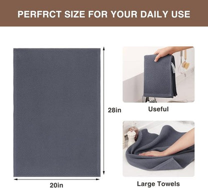 Homaxy Kitchen Dish Towels - Ultra Soft 100% Cotton Waffle Weave, Quick Drying, 20x28 Inches, 12-Pack, Dark Grey