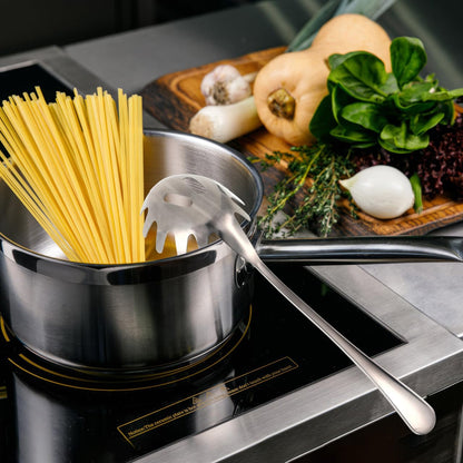 Angoily Spaghetti Spoon Stainless Steel Silver Pasta Spoon with Teeth Versatile Kitchen Tool for Noodle Egg Ramen Soup and Dumplings Cooking Pasta Server Utensil for Home Use 9.4 Inch
