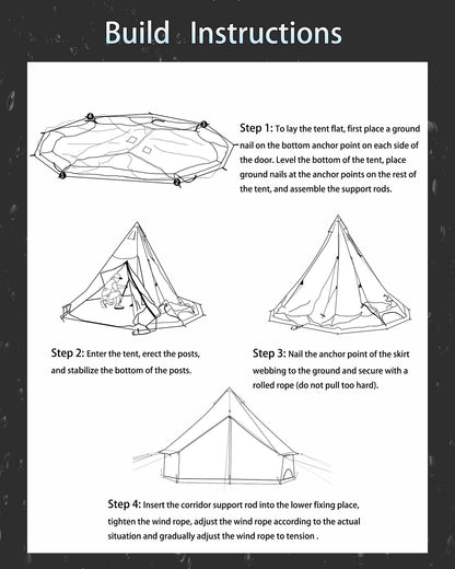 Kanggogo Canvas Tent,Bell Tent Yurt with Stove Jacks,Luxury Glamping Tent,Zipped Removable Floor for Glamping Truck Car Camping,Breathable/Windproof/Family Camping All Year Living 4/5person(Black-13')