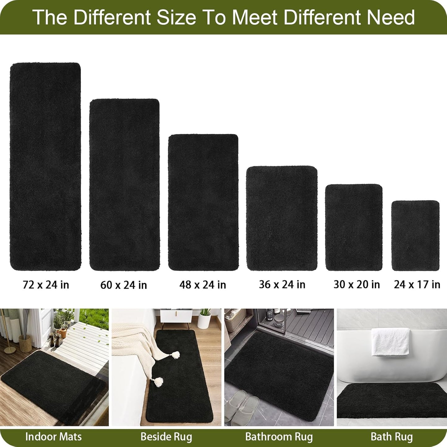 AROGAN Luxury Long Bathroom Runner Rug, 20x30 Inch Thick Soft Microfiber Non Slip Bath Mat, Machine Washable