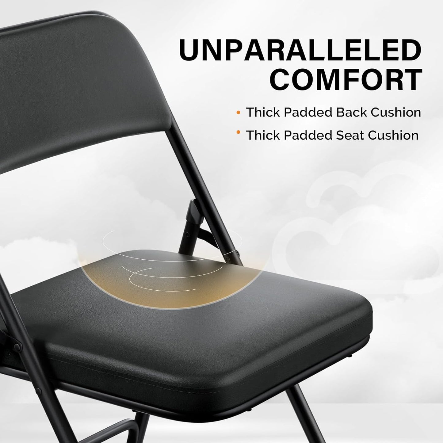 1 Pack VINGLI Padded Folding Chairs with Thick Seat Cushion, Portable, Durable & Extra Comfortable Foldable Chairs