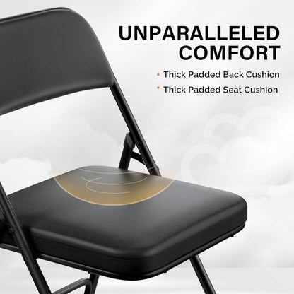 1 Pack VINGLI Padded Folding Chairs with Thick Seat Cushion, Portable, Durable & Extra Comfortable Foldable Chairs