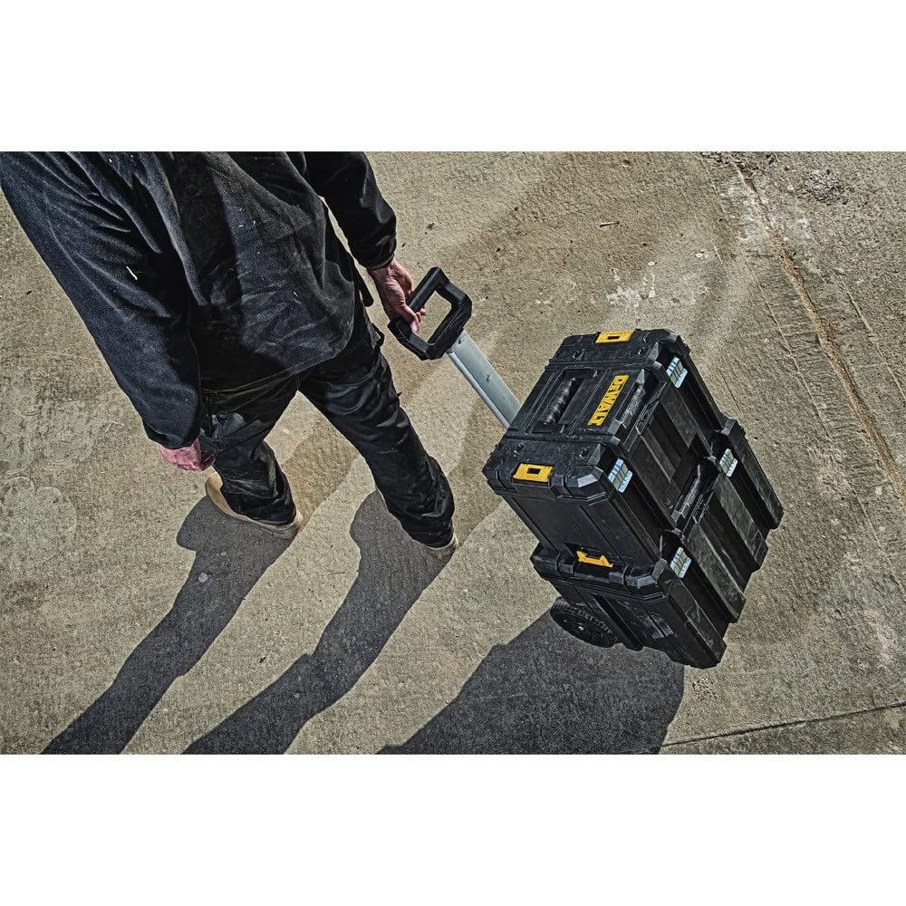 DEWALT Tool Box with Wheels Modular, Large Rolling Tool Box With Telescopic Handle, Portable Carrier Deep Stackable TSTAK Storage (DWST17820)