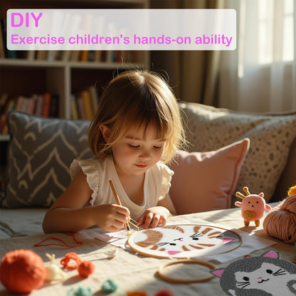 57lilina Punch Needle Coaster Kit for Adults Beginners Kids, 6 Set Complete Animal Cat Punch Needle Stitching Embroidery Art Kit, Step-by-Step Guide Make Punch Needling Drink Coasters for Starter