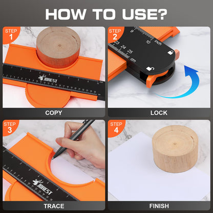 JOREST Contour Gauge with Lock (10 Inch), Gift Ideas for Men Dad Carpenter Handyman, Profile Tool with Measuring Scale for Tile Flooring, Carpet laying, Woodworking, Measuring Angle/Shape/Outline/Edge