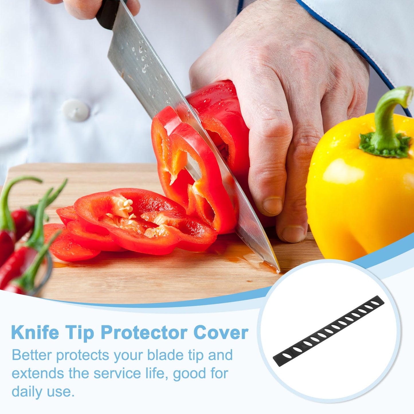 uxcell 50Pcs Blade Edge Guards Knife Protector, 215x20x4mm Plastic Blade Edge Cover Sleeves Universal Knife Covers Knife Sheath for Kitchen, Black
