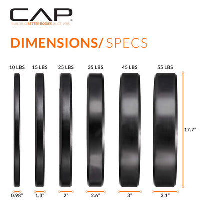CAP Barbell 260 lb Elite Olympic Bumper Plate Set, Black