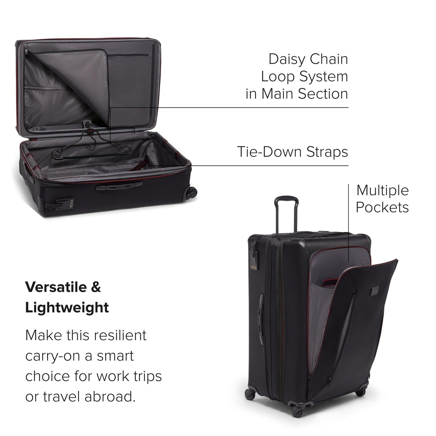 TUMI - Aerotour 4 Wheel Expandable Luggage - Men's and Women's Lightweight Business and Leisure Travel Suitcase - 31" X-Large Front Pocket Expandable Checked, Black