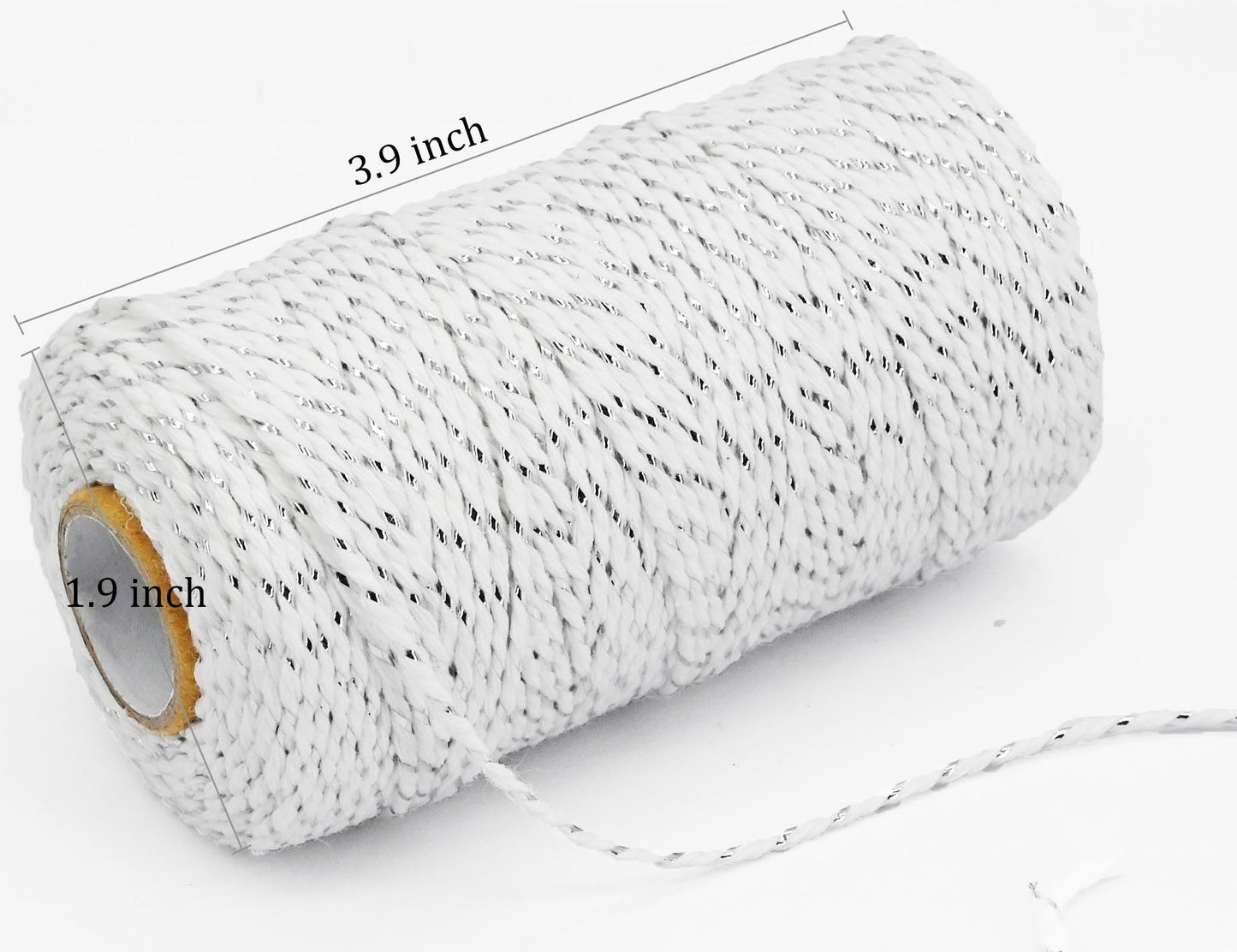 Cotton Twine,2 Rolls,656 Feet in Total,Gold&White and Silver&White,for Gift Wrapping DIY Crafts Wedding Decor