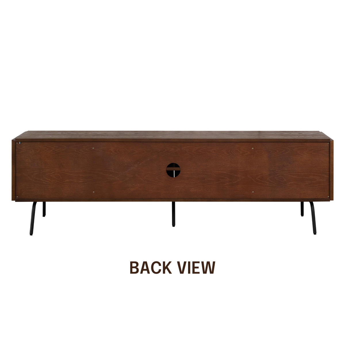 NTC Mossic TV Media Cabinet with 4 Doors for TVs, Entertainment Center with Natural Rattan, Metal Legs, Modern Storage Console for Living Room and Bedroom, Effortless Assembly, Dark Walnut