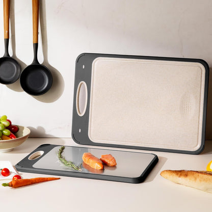 2 Packs Set, Set [1611+1812 Inch] Stainless Steel Cutting Board Best Non Toxic Cutting Boards for Kitchen, Double Sided