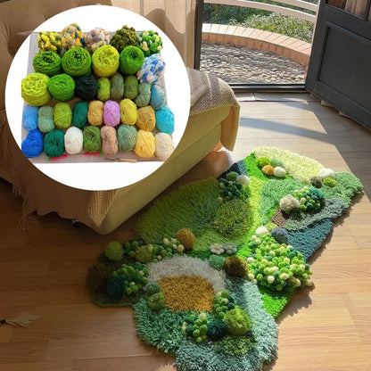 Latch Hook Rug Kit DIY 52x30 in Carpet for Adults Kids Beginners, Moss Garden Pre-Printed Canvas Yarn Rug Hooking Kits, Creative Craft Home Decor Ideal for Learning Rug Making