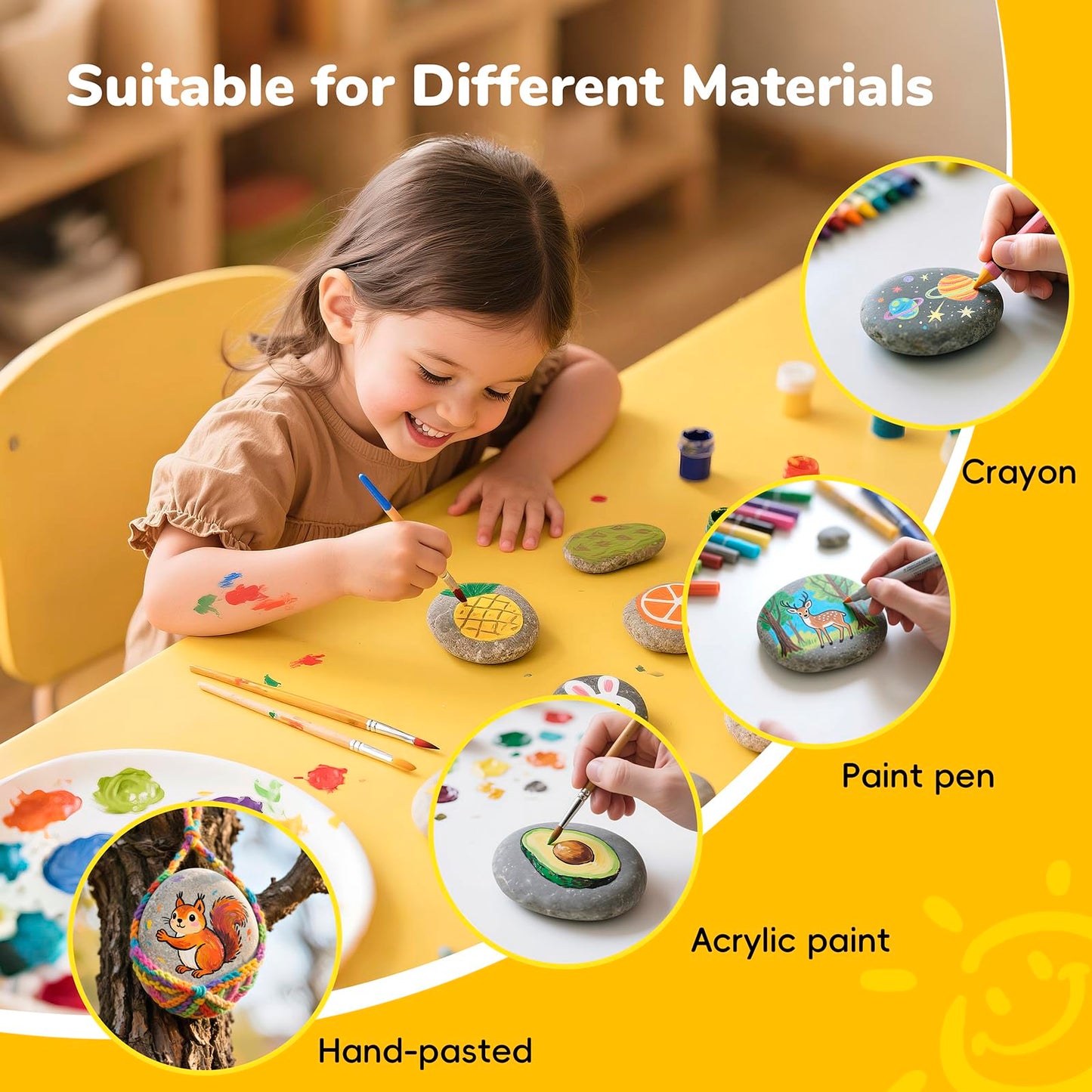 Simetufy 25Pcs Rocks for Painting, Large 3-4 Inch Natural River Stones for DIY, Art & Crafts, Smooth Paintable Flat Rocks Bulk for Adults, Children, Kindness Rocks Garden Decoration