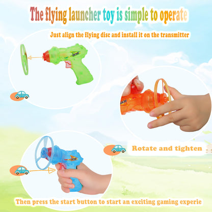 MOMSBIEND 7 Pack Launching Toy Flying Disc Shooters for Kids,Cyclone Gyro Launcher Flying Saucer Ejection Spinning Top Indoor & Outdoor Play for Kids Ages 5+,Cat Propellers,Interactive Cat Toy