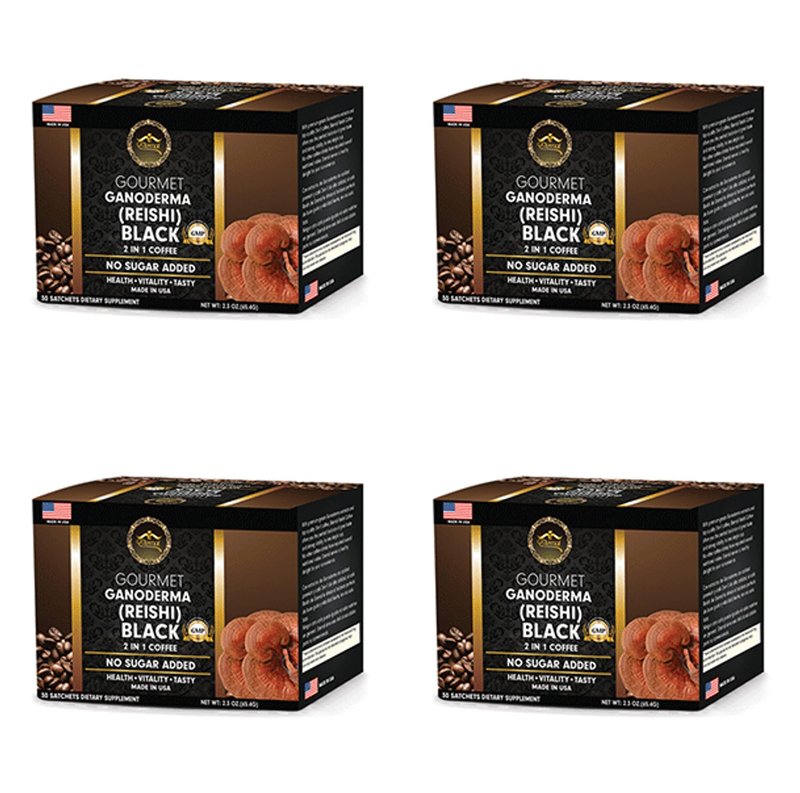 Eternal Gourmet Ganoderma (REISHI) Black Coffee 2 in1 Made in USA Cafe Negro con ganoderma Eternal Pack of 4