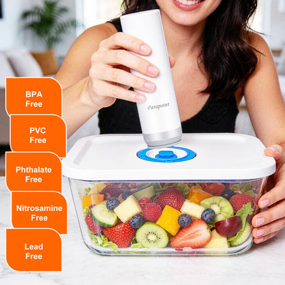 PARAPOINT Vacuum Seal Borosilicate Glass Containers for Food Storage, 4 Sizes (S M L XL) Compatible with Desktop and Handheld Vacuum Sealer Machines, Airtight Lid Set