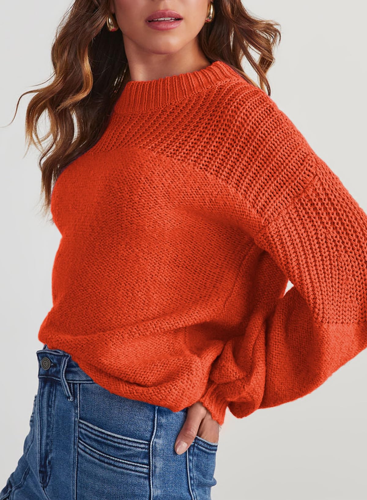 Dokotoo Women's Casual Long Sleeve Sweaters Loose Crewneck Knit Solid Pullover Sweater Jumper Tops