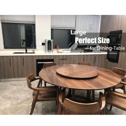 MAGIGO 30 Inches Black Walnut Wood Lazy Susan Organizer, Solid Wooden Round Turntable, Rotating Tray for Table Top/Counter Top