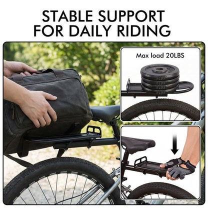 Bike Rear Rack, Adjustable Bike Cargo Rack with Quick Release Clamp Includes Tie Straps