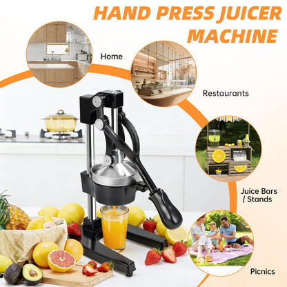 Yopmb Cast Iron Manual Citrus Juicer, Heavy Duty Hand Press Juicer for Orange, Lemon and Pomegranate, Orange Juicer for Countertop, Commercial Grade for Home Kitchen and Bar, Easy to Use and Clean