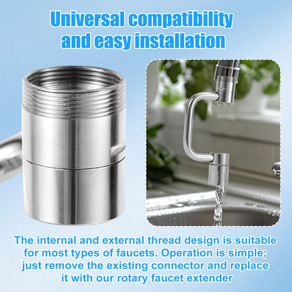 Rotatable Sink Faucet Aerator Extension, Universal Rotating U-Shaped Faucet Extender with Washers 2 Modes Adjustable Flexiflow 1080° Rotating Tap Spray Head Adapter for Kitchen & Bathroom Upgrade