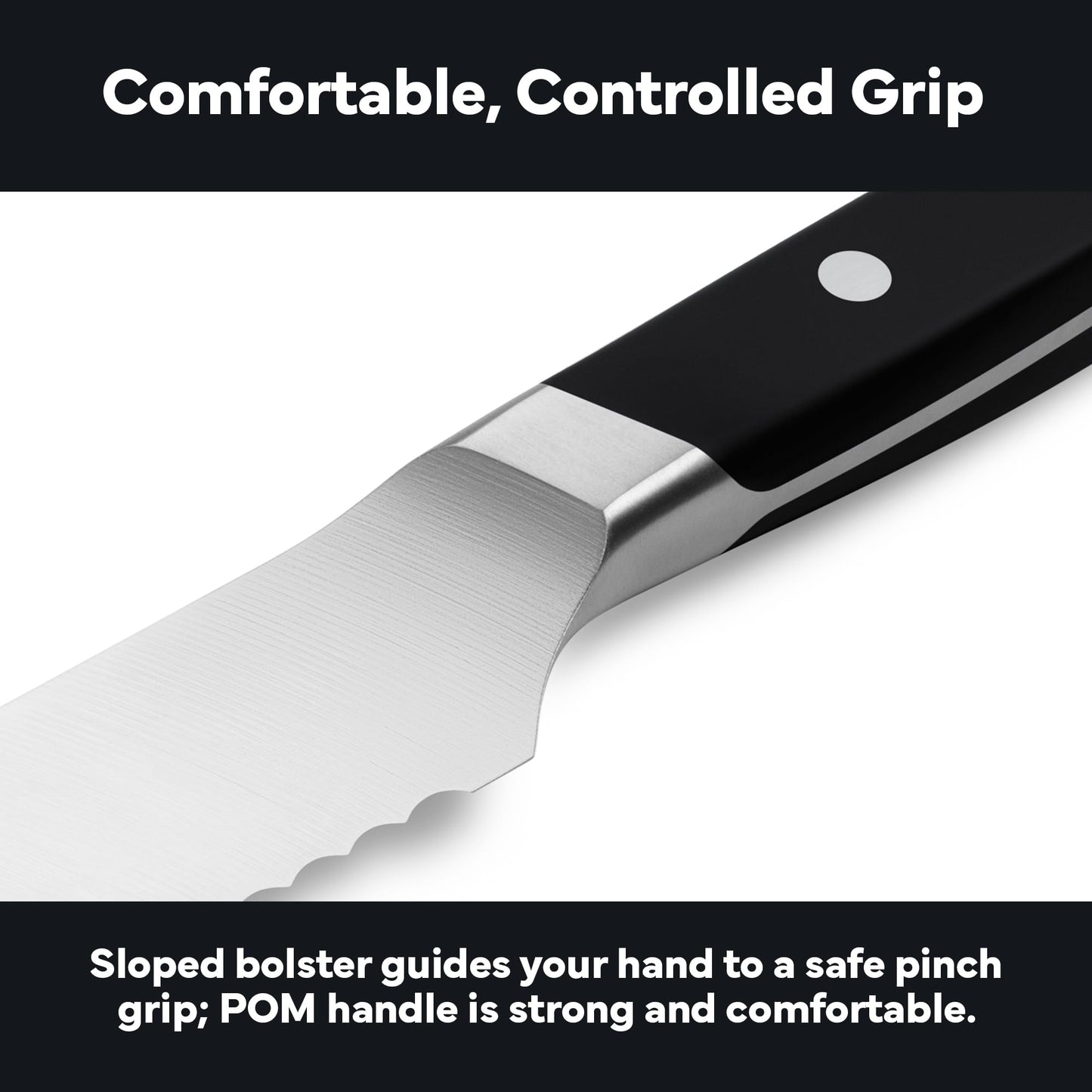 Misen Serrated Bread Knife - High-Carbon Japanese AUS8 Steel - Perfect for Soft Foods, Bread, Pastries, and Fruits - Verstatile Slicer, Razor-Sharp Edge, Durable Blade, Ergonomic Handle - 8", Black