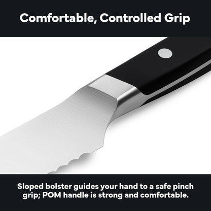 Misen Serrated Bread Knife - High-Carbon Japanese AUS8 Steel - Perfect for Soft Foods, Bread, Pastries, and Fruits - Verstatile Slicer, Razor-Sharp Edge, Durable Blade, Ergonomic Handle - 8", Black
