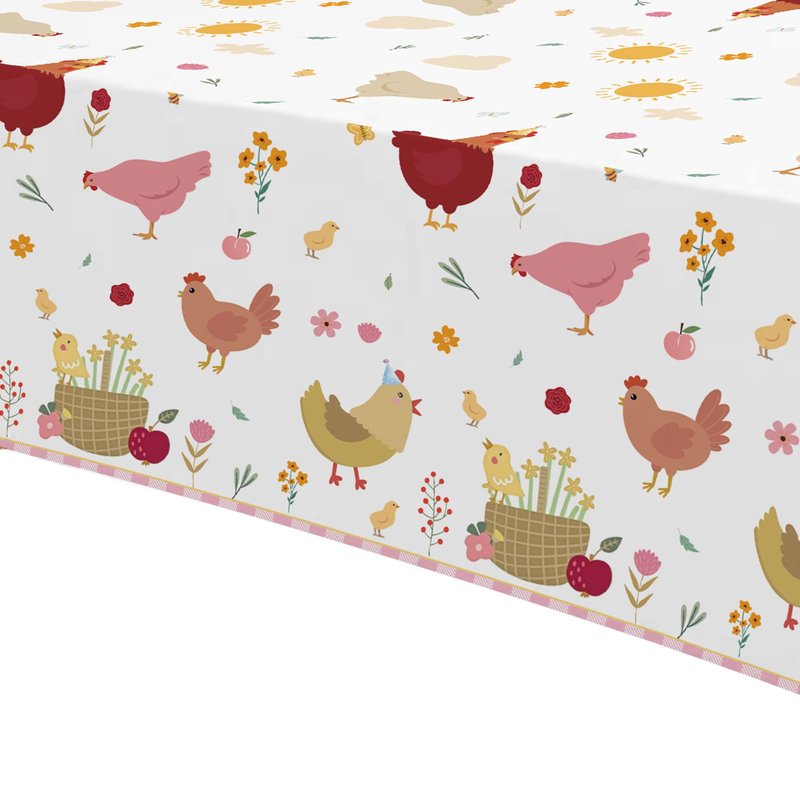 Suhelkit Chicken Party Decorations Tablecloth for Birthday Baby Shower, 3 Pack Farm Animal Barnyard Little Chick Birthday Party Supplies Table Cover, 55in x 86in