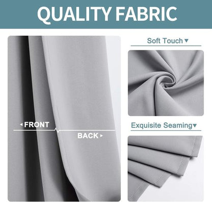 ChrisDowa Blackout Curtains - Thermal Insulated Room Darkening Panels Set (Light Grey, 52"W x 95"L)