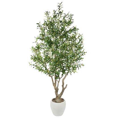 7.9 Feet Artificial Olive Tree with Lush Leafy Foliage in Large Decoration Planter Faux Fake Plants for Home Office Decor Suitable for Indoor Outdoor Use