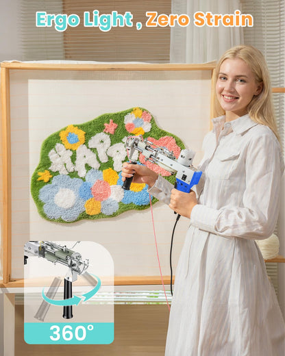 Riiai Tufting Gun Starter Kit,Tufting Gun with Carpet Trimmer Rug Making Kit, Rug Gun Cut Pile Loop Pile for Making Rugs, Carpet Trimmer Tufting for Sculpting (Dark Blue Rug Tufting Gun with Trimmer)