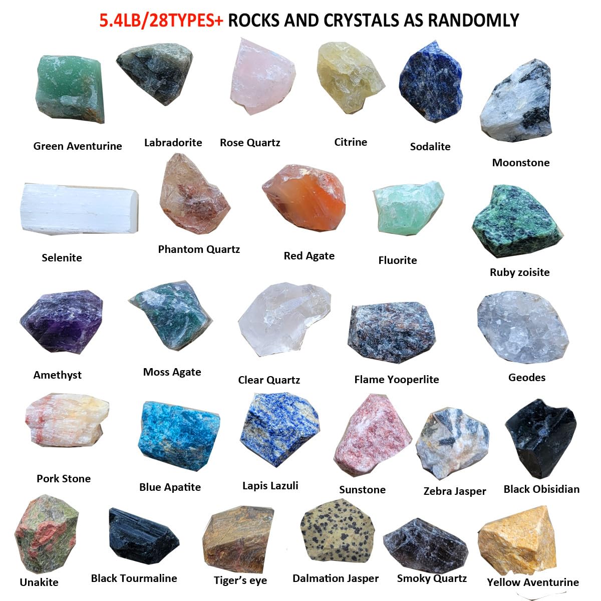 5.4lb Bulk Natural Rocks for Tumbling,Rocks Minerals Collections Raw Crystals Rough Stones for Polishing Gemstones Crystals and Healing Stones for Wicca Reiki (110-130pcs)