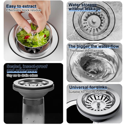 QruiLanTu 2pcs Kitchen Sink Drain Basket, 3 1/4 '' 304 Stainless Steel Drainage Filtration Basket with Handle for Kitchen Sink Strainer Replacement