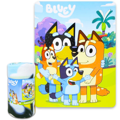 Bluey Fleece Blanket Set for Kids - Cozy Bundle with 45x60 Blanket for Home, Travel, and More Plus Stickers Soft Throw for Boys, Girls