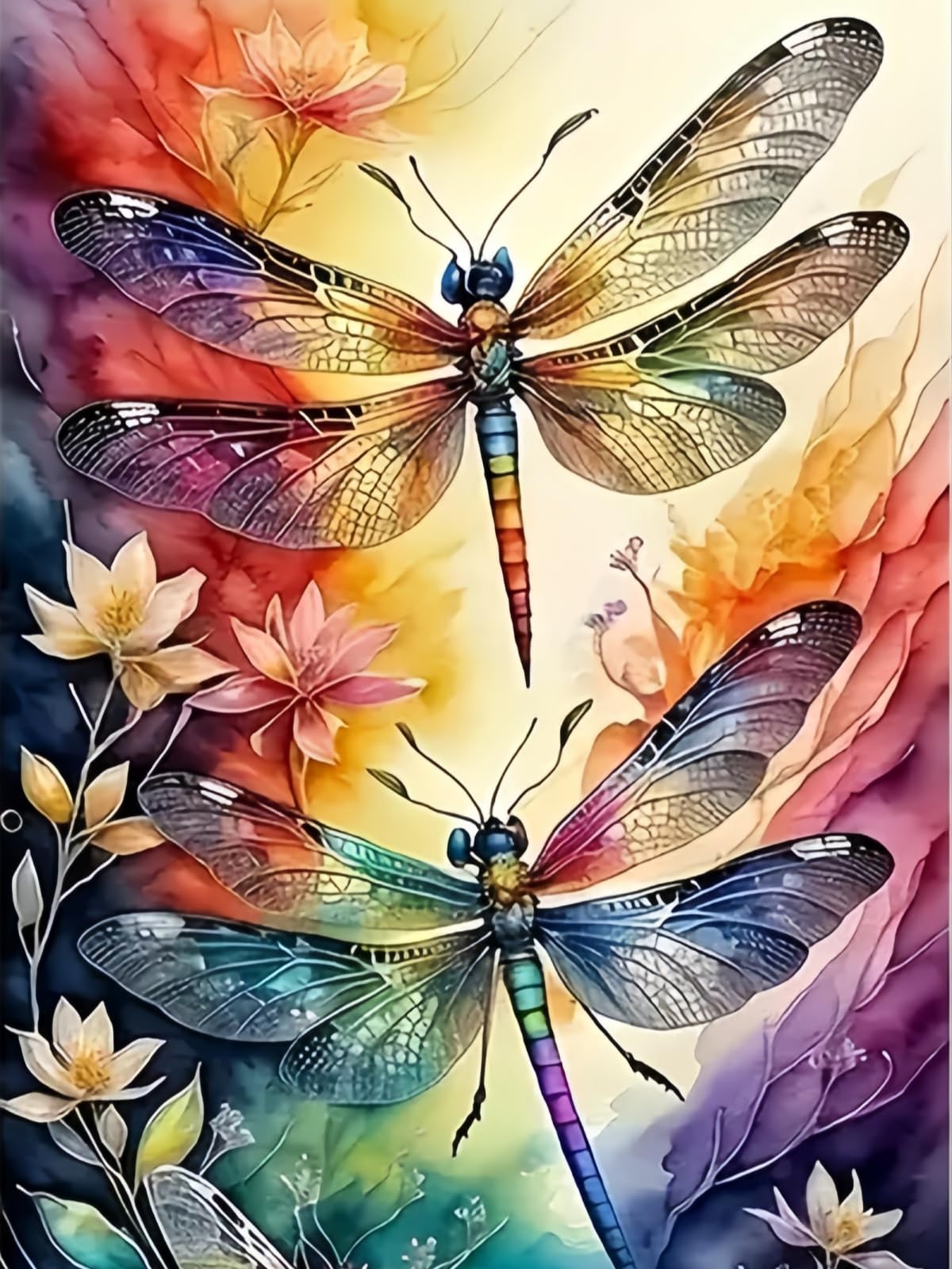 Dragonfly 5D DIY Diamond Painting Kits for Adults, Diamond Art Kits for Beginners, Full Drill Dot Painting Gem Art Kits for Home Wall Decor11.8 x15.7 Inch