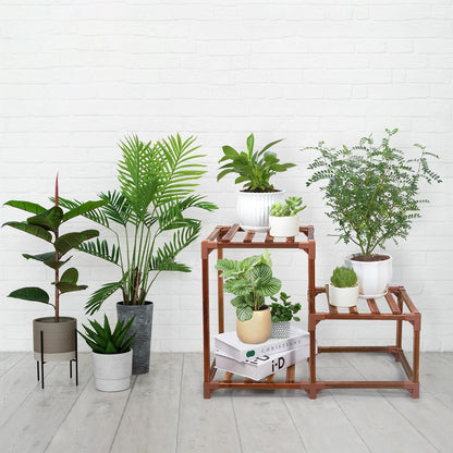 XXXFLOWER Plant Stand Indoor Outdoor, 3 Tiers Wood Plant Shelf for Multiple Plants, Large Rack