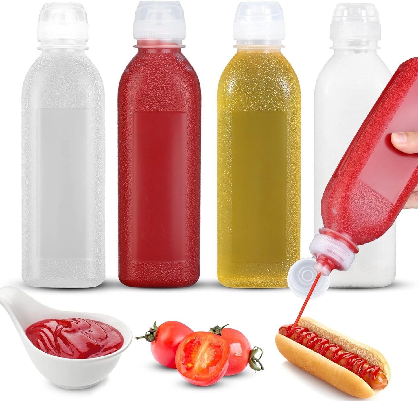 Zlxtxpor 4-Pack 17 oz (500ml), (17oz 4 pack) Condiment Squeeze Bottles, BPA-free, Bottles for Sauces, Olive Oil