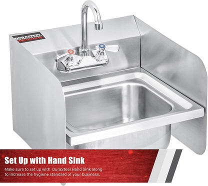 DuraSteel Stainless Steel Splash Guard for Sink & Fryer - 17" x 12" Wall Mount Shield for Deep Fryer Splash Guard Commercial - Stove Oil Splatter Protection Screen for Kitchen Area Safety & Hygiene