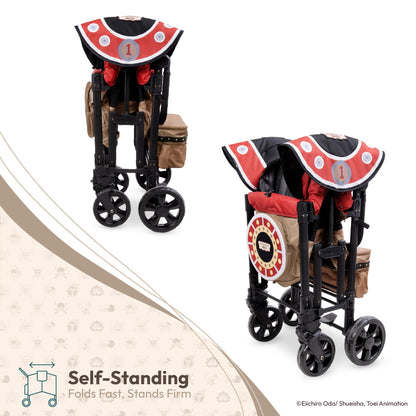 WONDERFOLD W2 Elite Pro Limited Edition ONE PIECE Thousand Sunny Stroller Wagon 2 Seater - Collapsible Wagon Stroller with Seats w/ 5-Point Harnesses, Easy Access Zipper Door, and Removable Sun Canopy