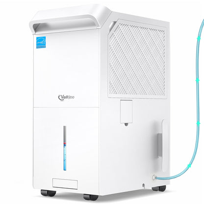 6,000 Sq.Ft Most Efficient Energy Star 2025 Dehumidifier with Pump,Vellgoo Max 140 Pint/D Smart Compressor Dehumidifier for Basement with Drain Hose, for Home,Large Rooms