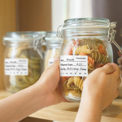 L LIKED 500 Pcs Dissolvable Food Labels Large Size 2" x 3" Food Storage Stickers Use by Shelf Life Labels for Food Storage