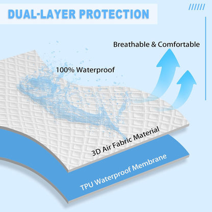 BALEINE Waterproof Mattress Protector, Breathable Cooling Soft Washable Mattress Cover with Deep Pocket (Twin)