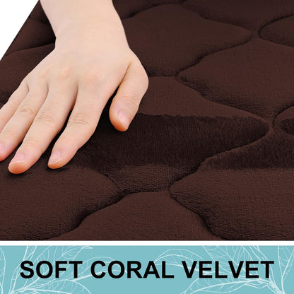 OLANLY Memory Foam Bath Mat Rug - Ultra Soft, Absorbent & Non-Slip | 24x16, Brown for Bathroom Decor