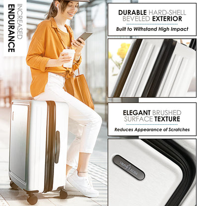 TRAVELARIM Hard Shell Luggage Sets with Spinner Wheels 4 Piece, Expandable Large Suitcases with TSA Lock, Travel Large Suitcase Set, White Luggage Set